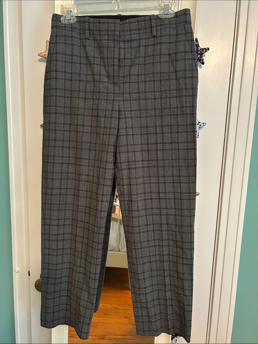 Theory Gray Plaid Straight Leg Dress Pants 4